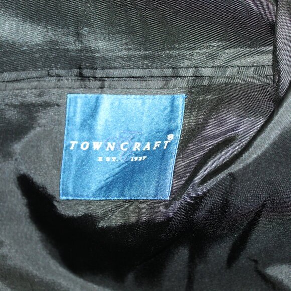 Towncraft Men's 44R Pinstripe 2-Button Suit 34 x 29.5 Gray Flat Front Pants - Picture 5 of 13